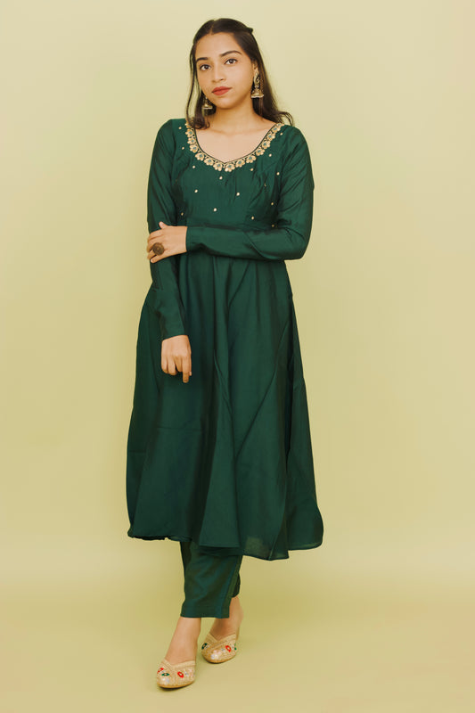 Green Zardosi Anarkali Set