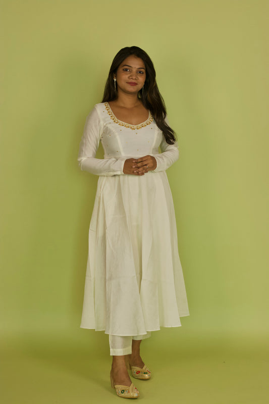 Ivory Zardosi Anarkali Set