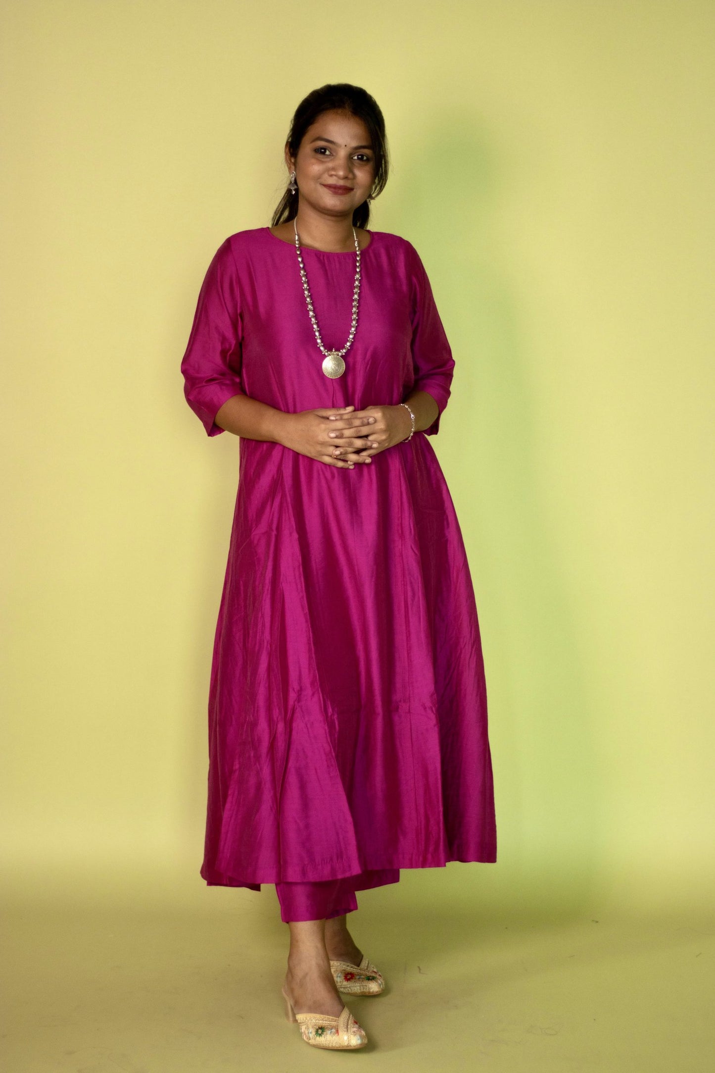 Mauve Chanderi Kali Kurta Set