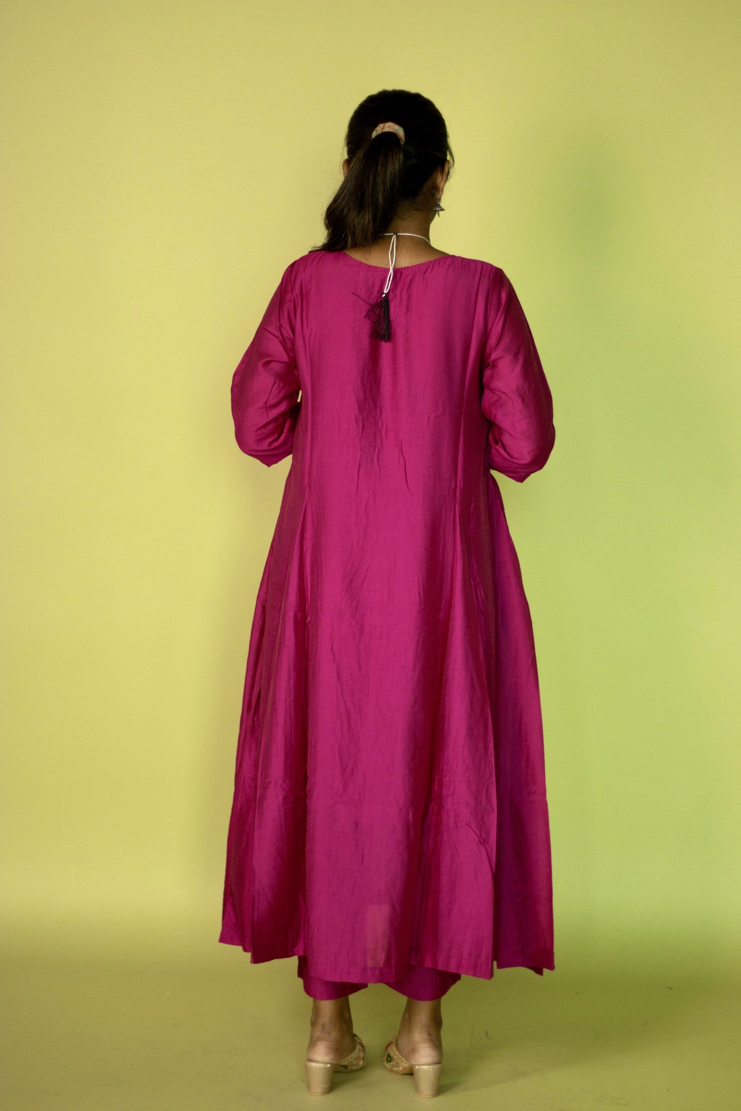 Mauve Chanderi Kali Kurta Set