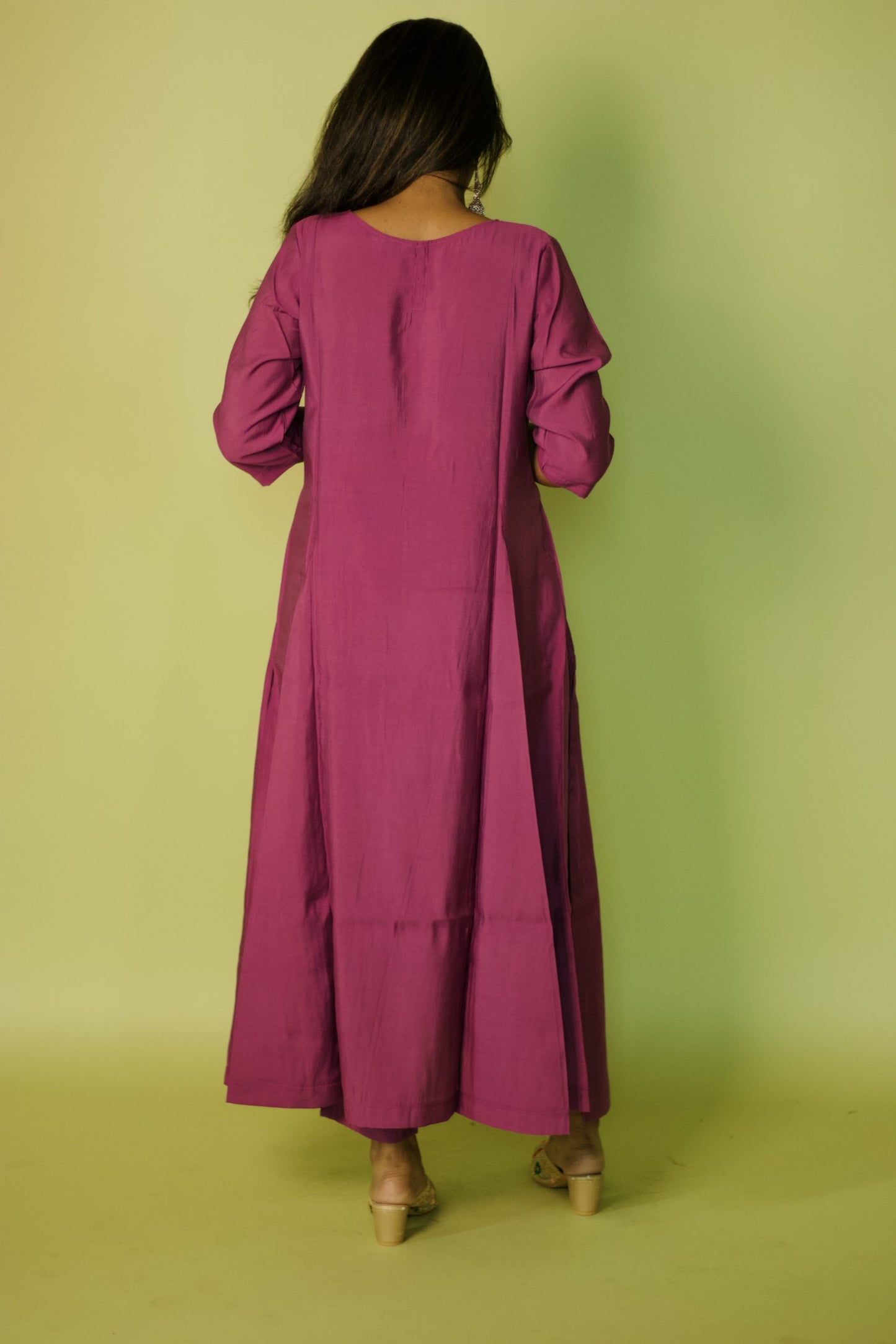 Mauve Chanderi Kali Kurta Set