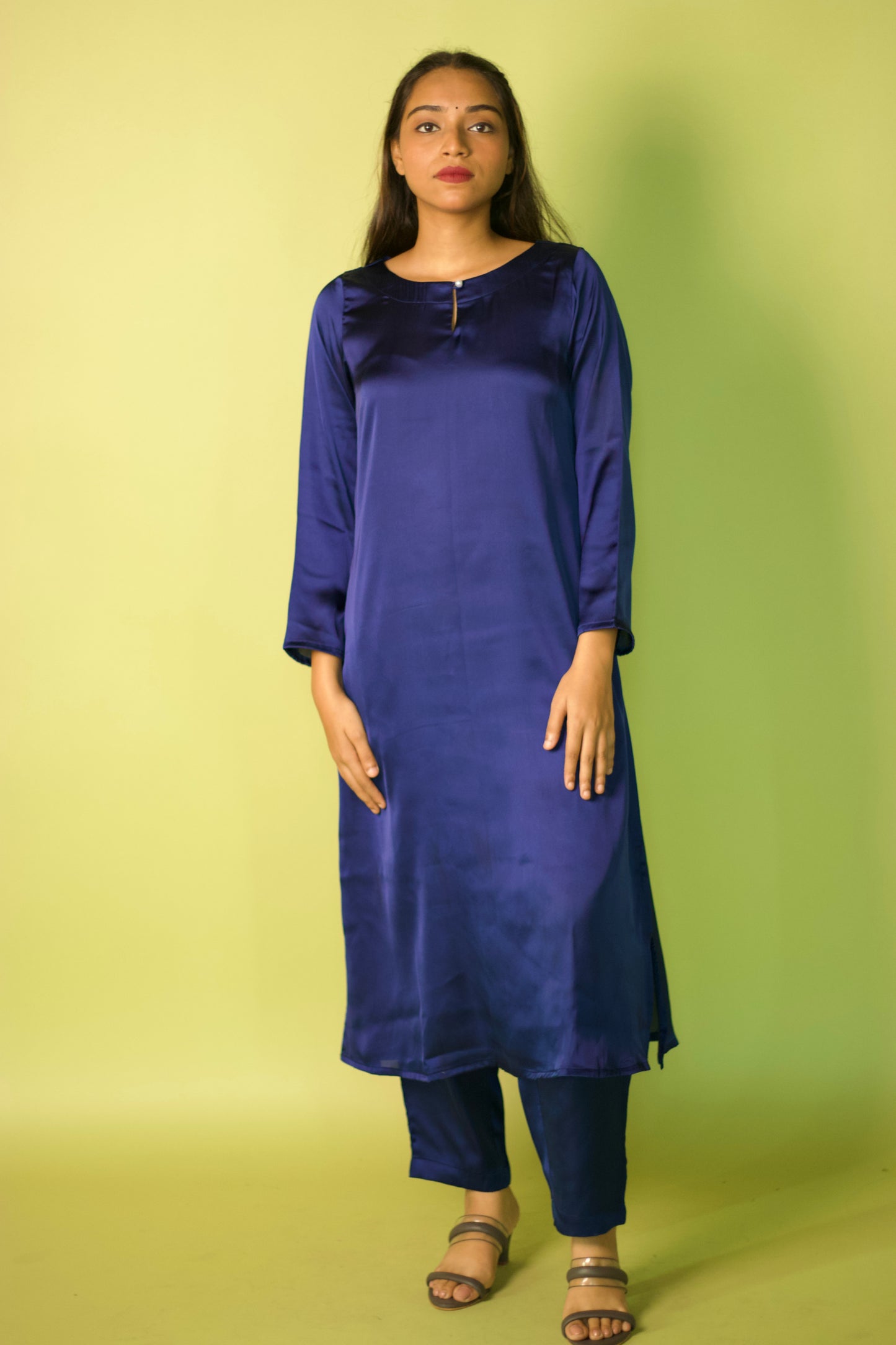 Blue Satin Glam Kurta set