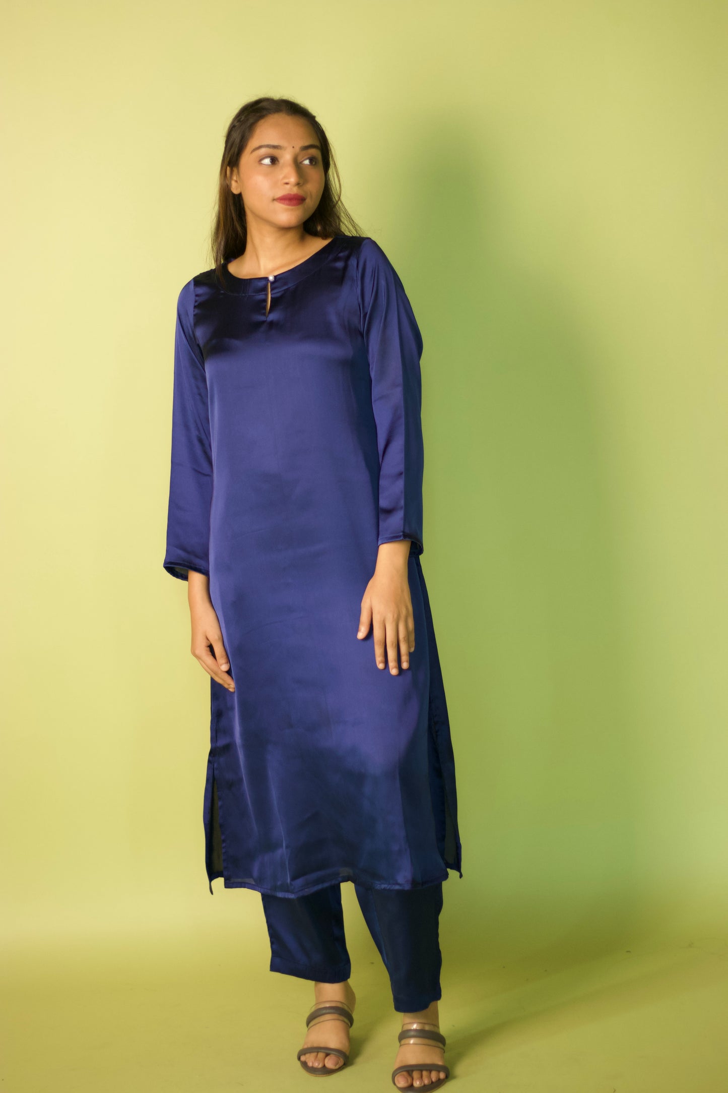 Blue Satin Glam Kurta set