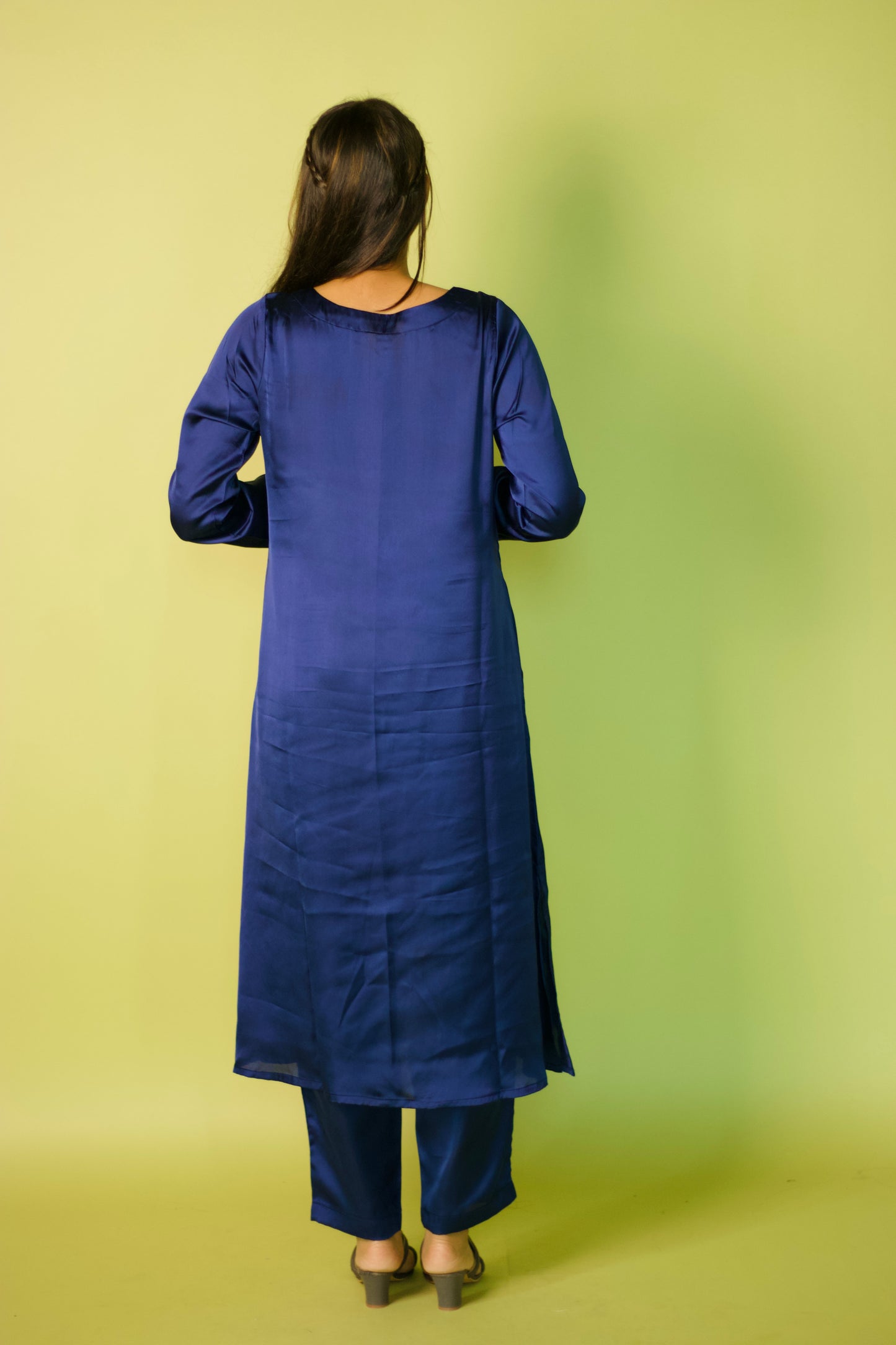 Blue Satin Glam Kurta set