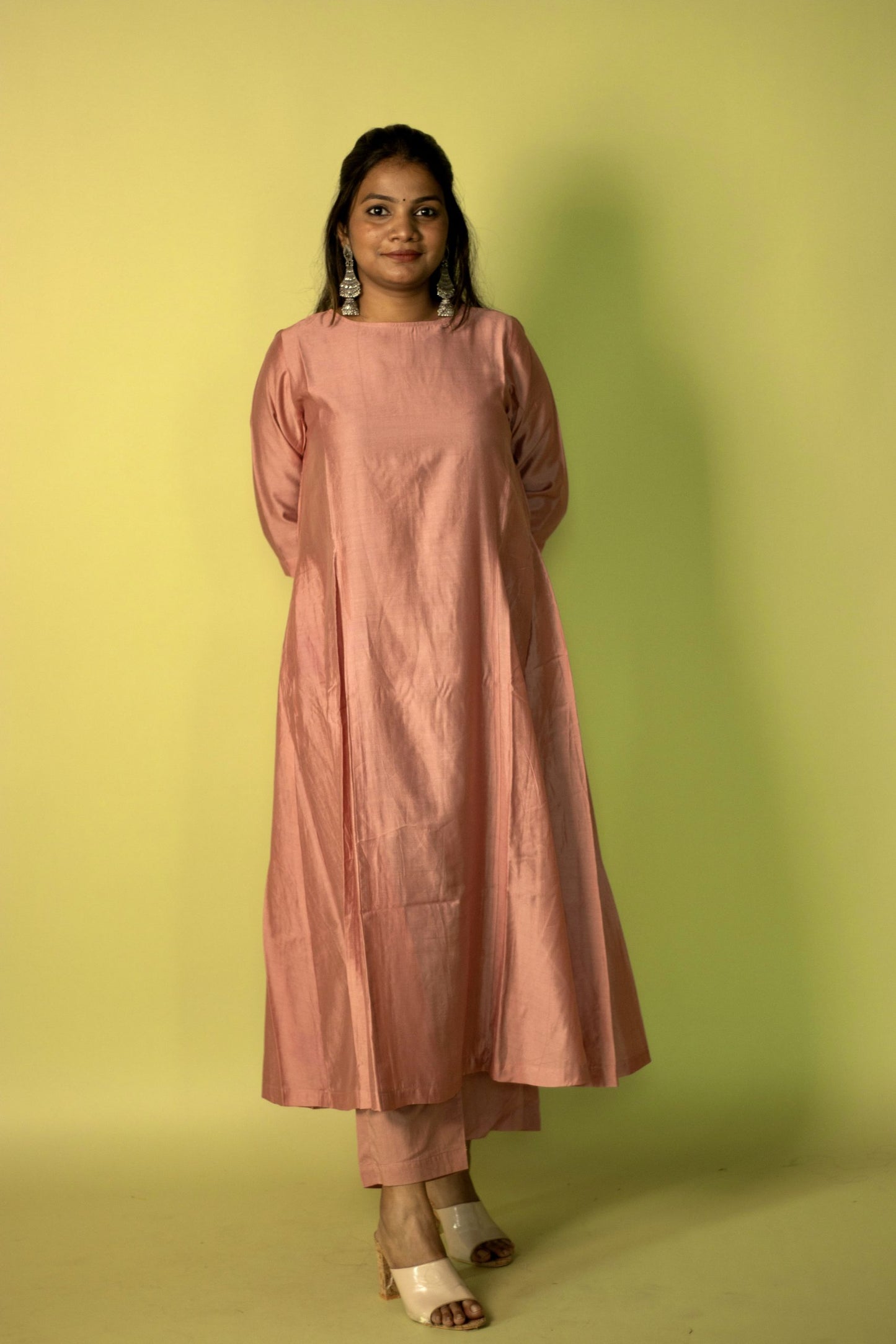 Mauve Chanderi Kali Kurta Set