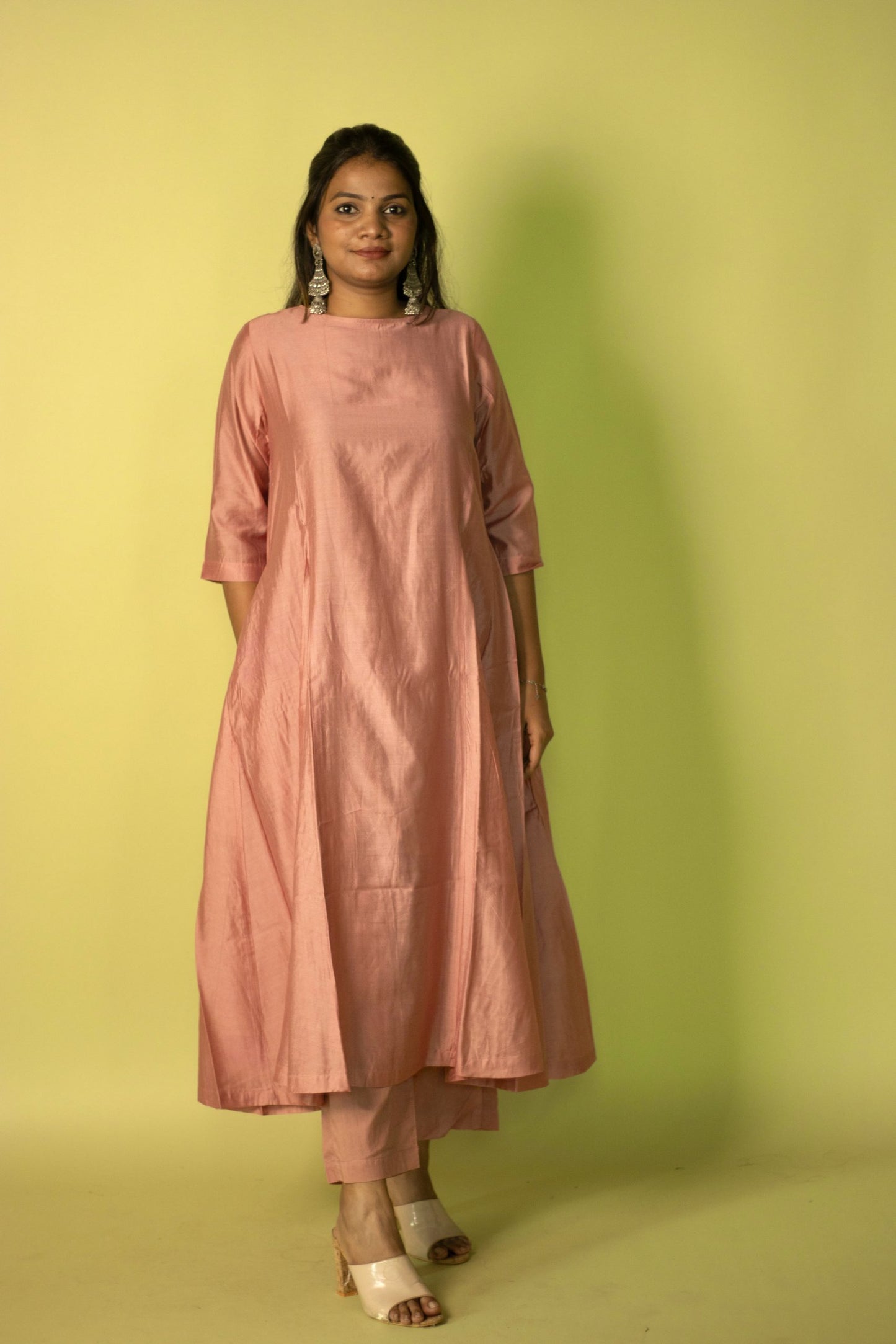 Mauve Chanderi Kali Kurta Set