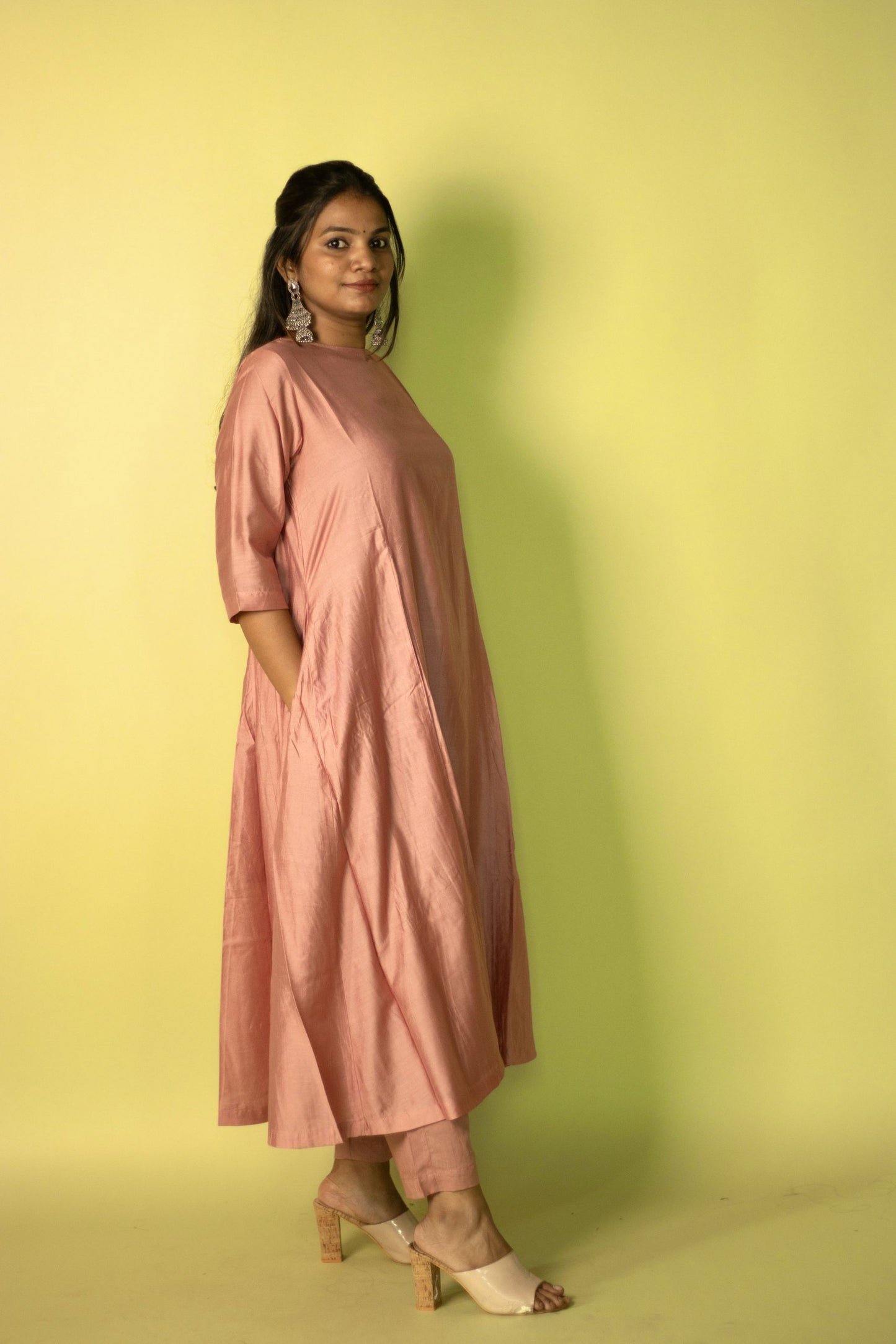 Mauve Chanderi Kali Kurta Set