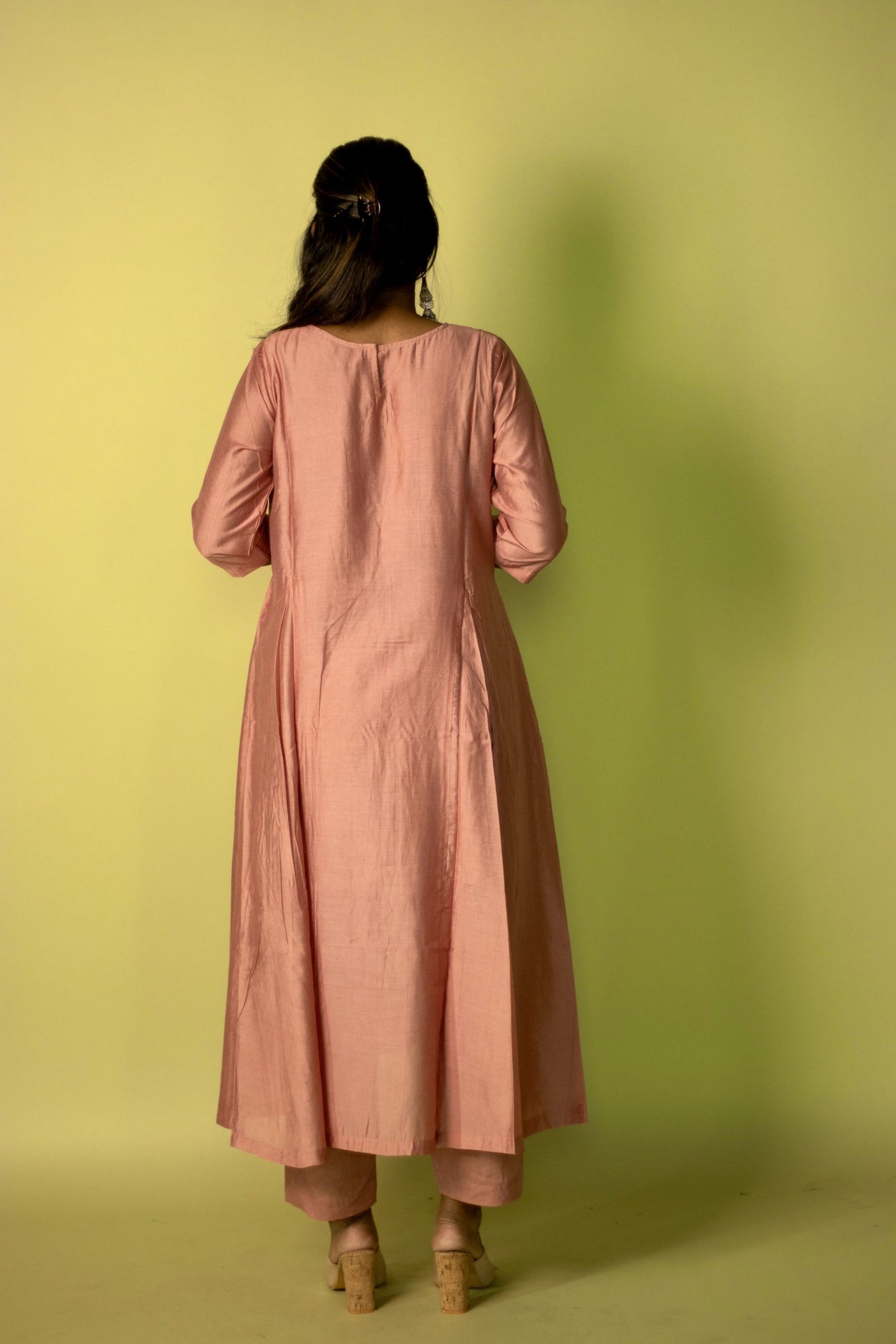 Mauve Chanderi Kali Kurta Set