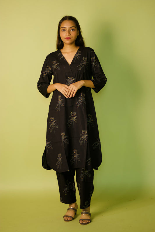 Black Printed Rojana Kurta set