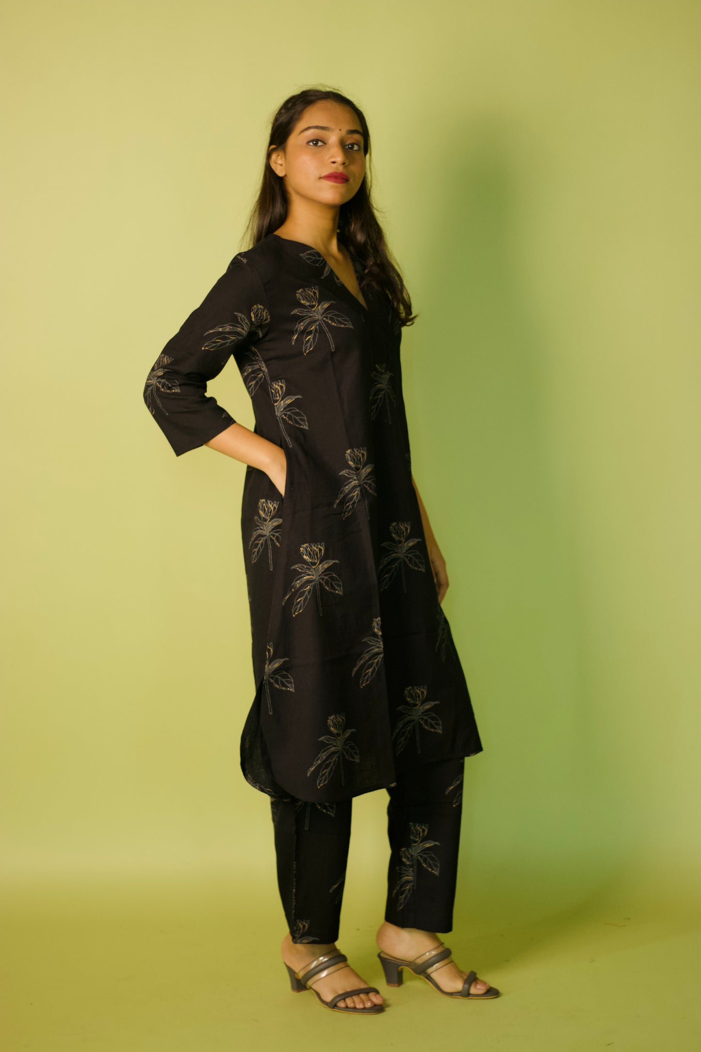 Black Floral Summer Kurta set