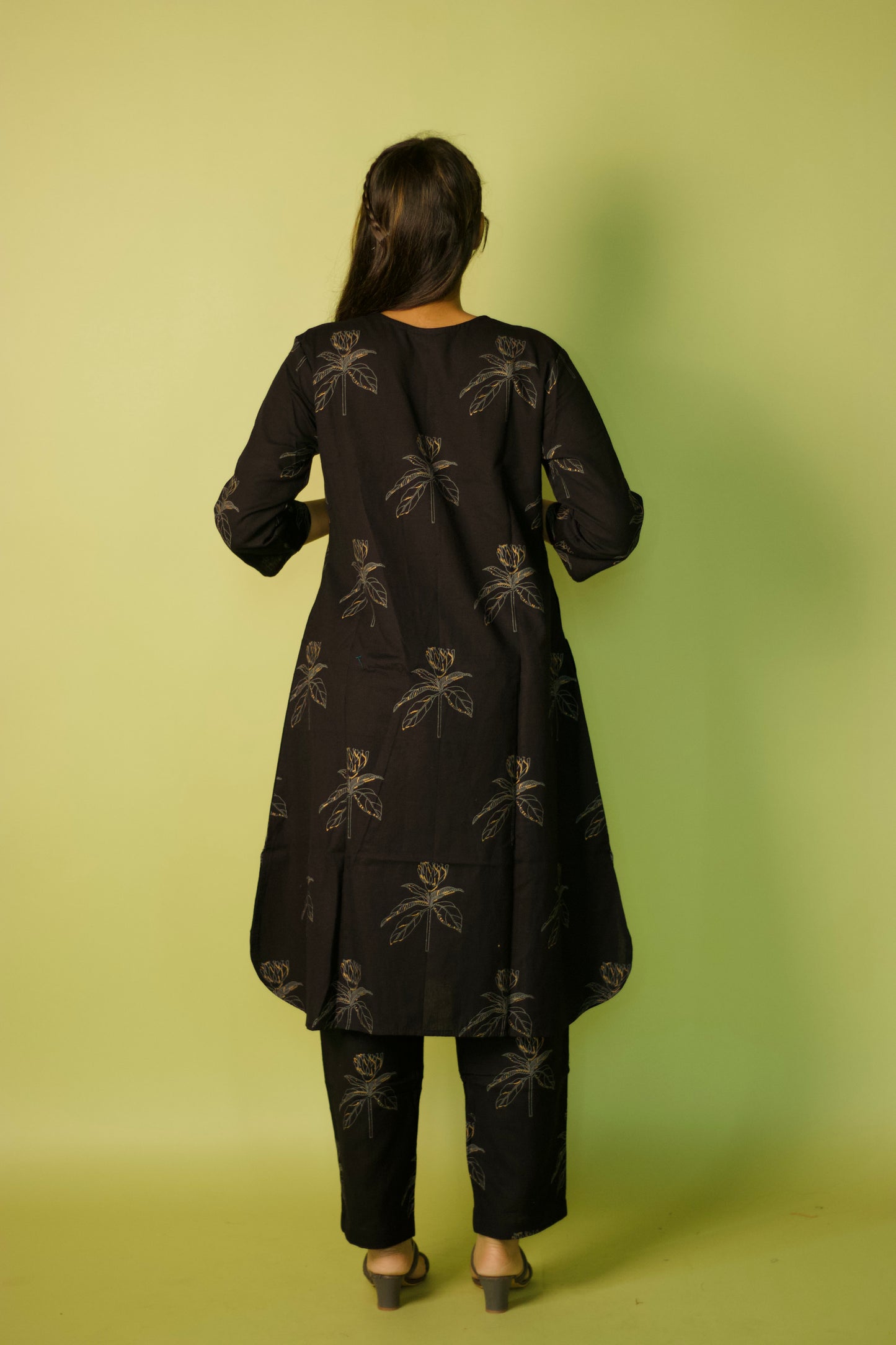 Black Floral Summer Kurta set