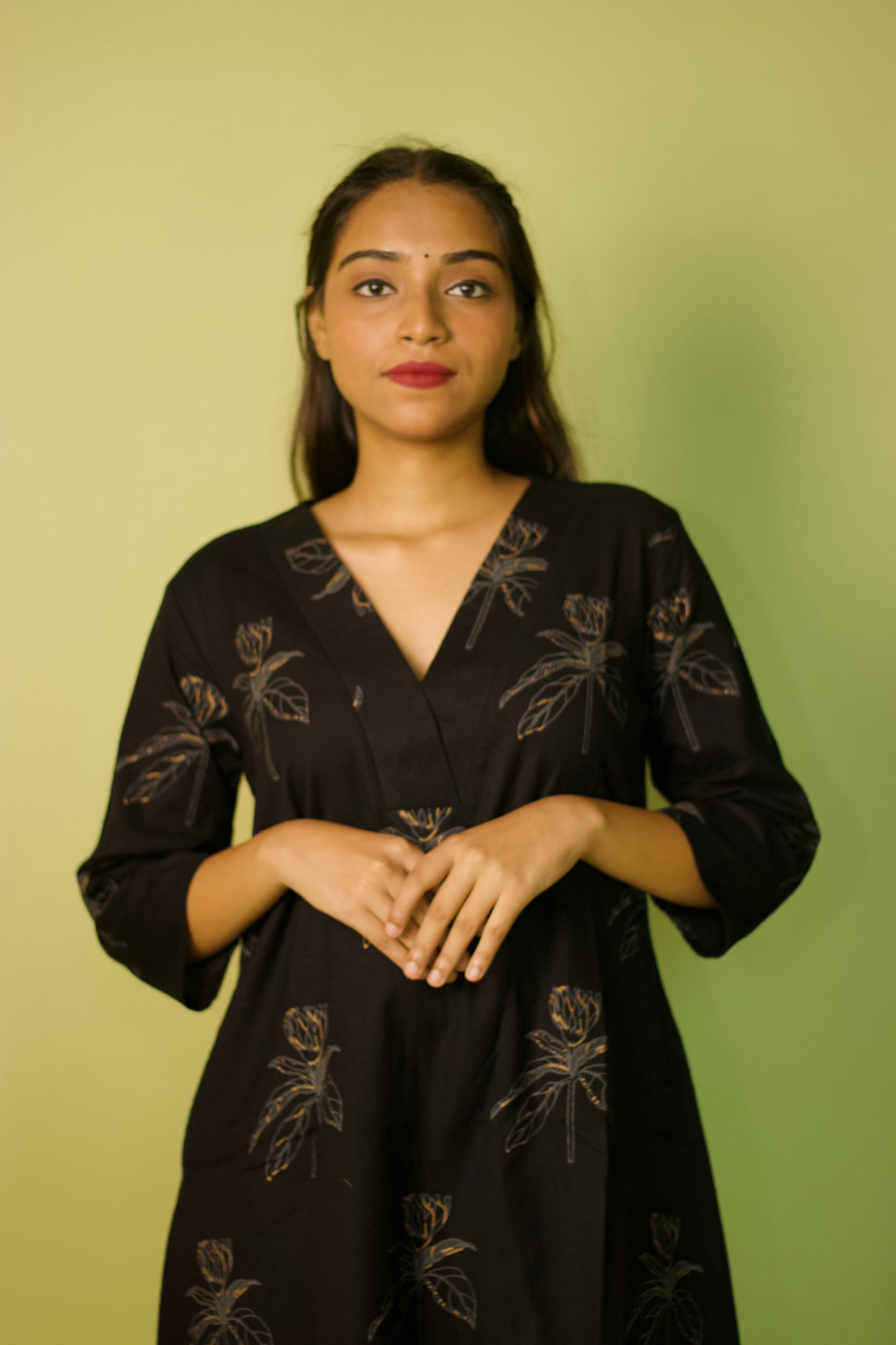 Black Floral Summer Kurta set