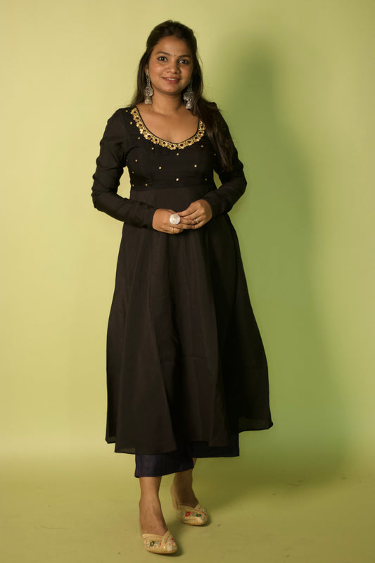 Black Zardosi Anarkali Set