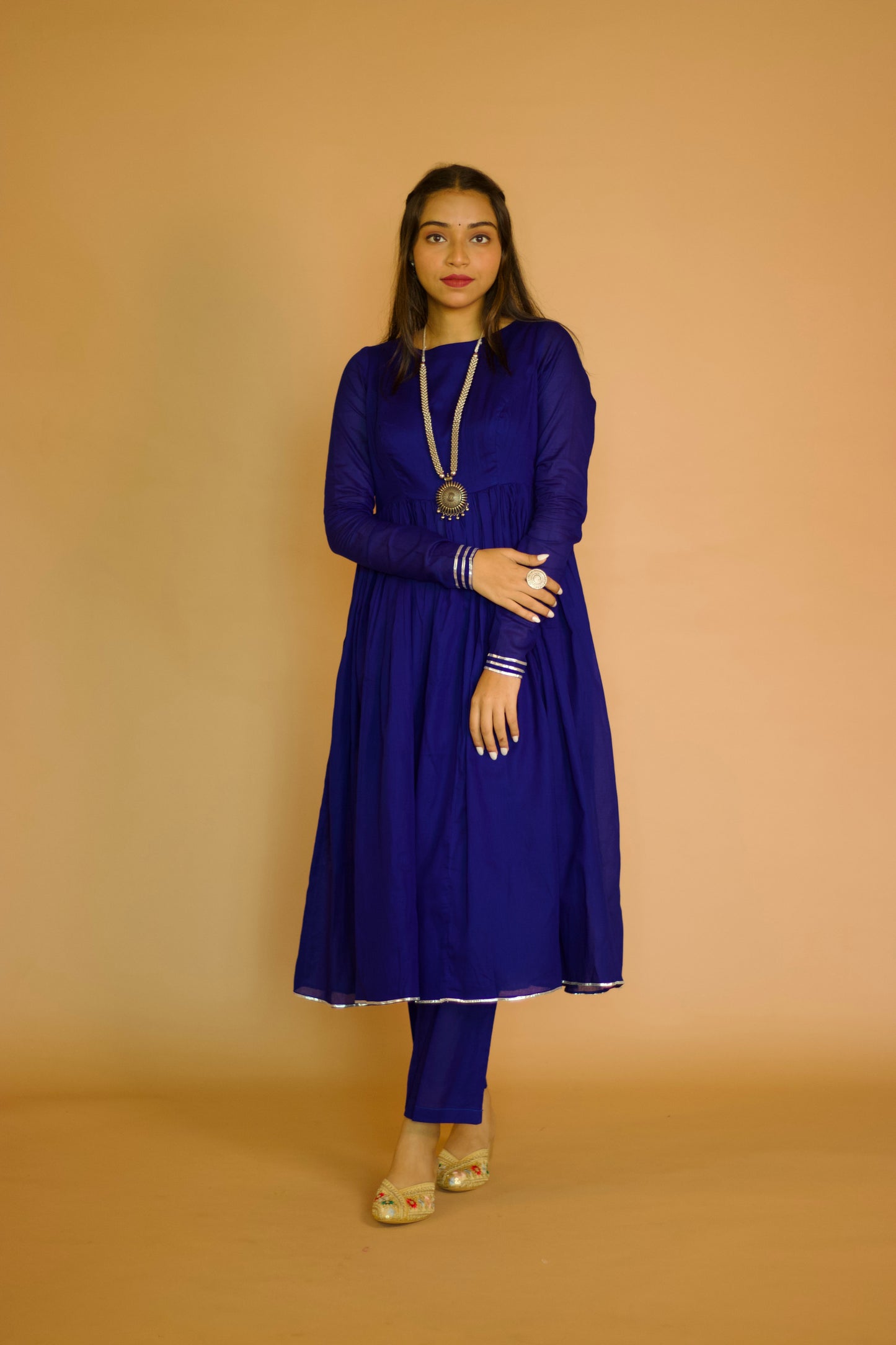 Ivory Mul Gottapatti Anarkali Set