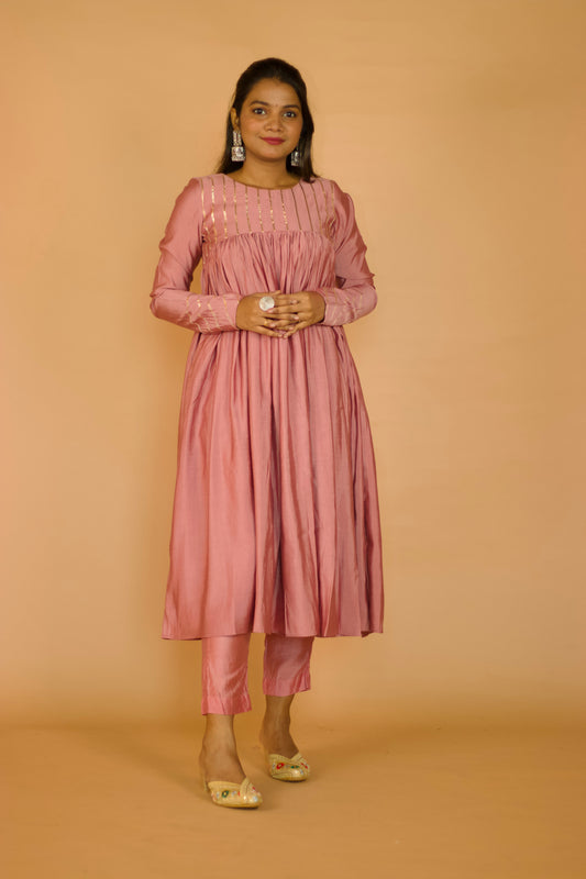 Blush Pink Chanderi Gotta Patti Kurta set