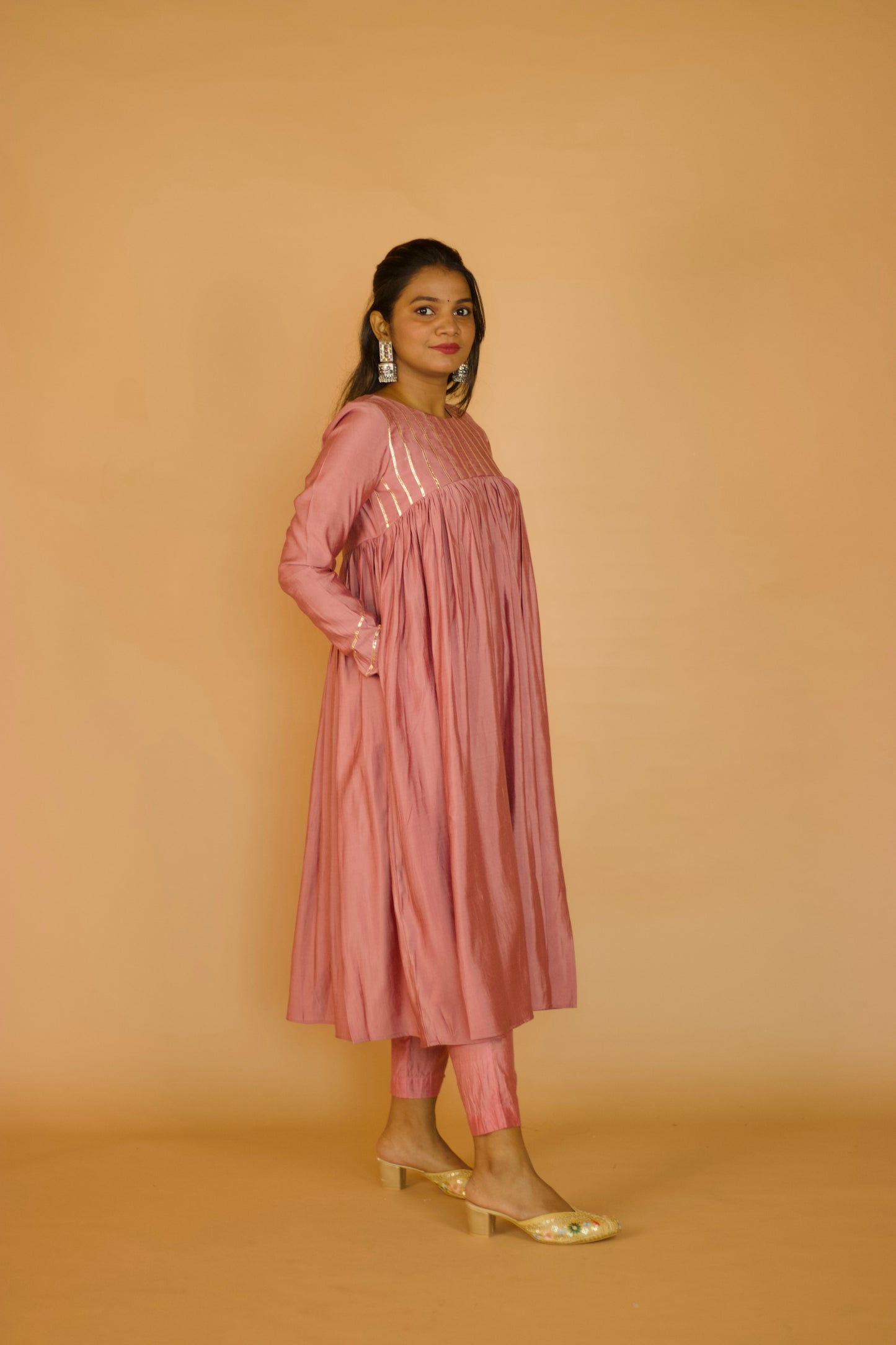 Blush Pink Chanderi Gotta Patti Kurta set