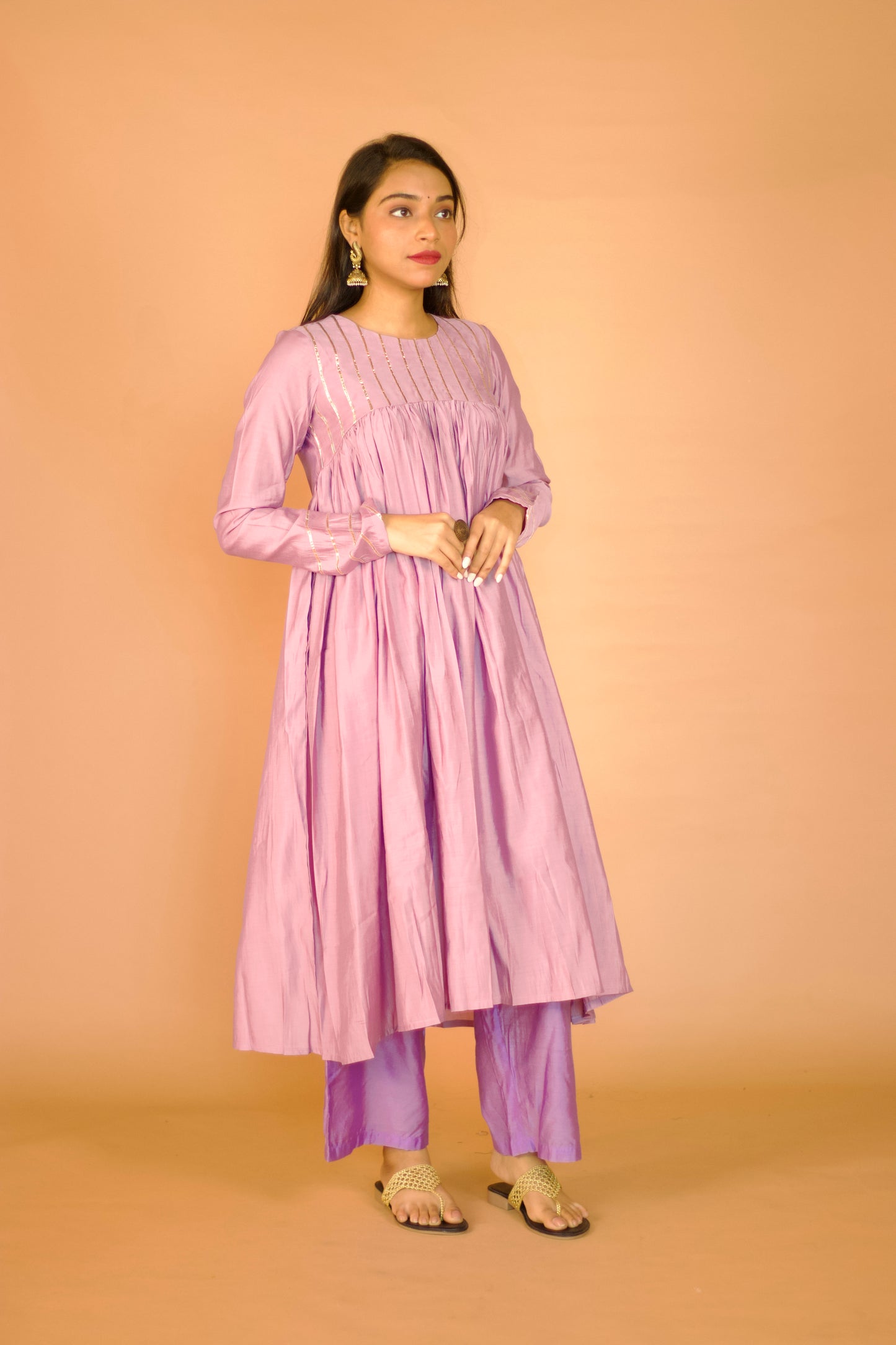 Blush Pink Chanderi Gotta Patti Kurta set