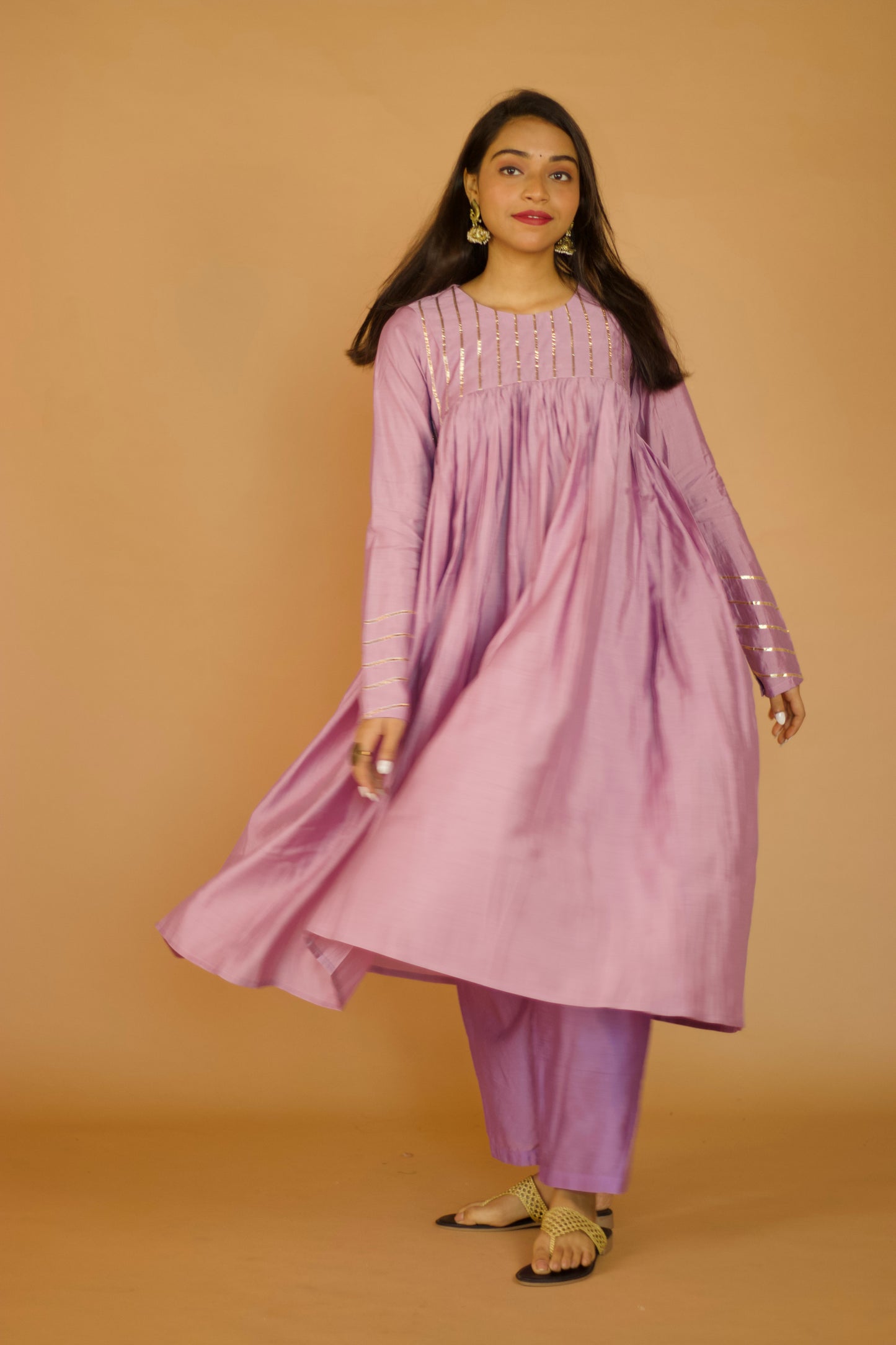 Blush Pink Chanderi Gotta Patti Kurta set