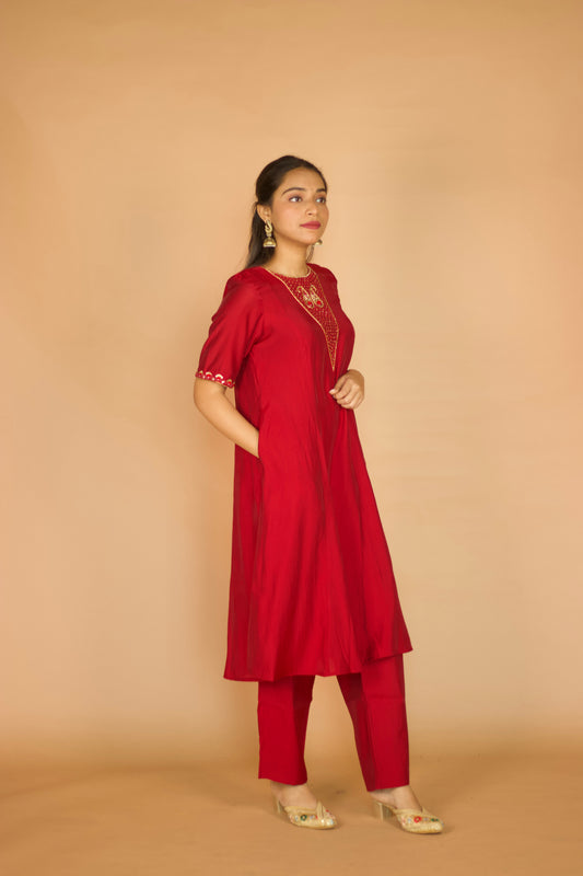 Gulab Zardosi Chanderi Kurta set