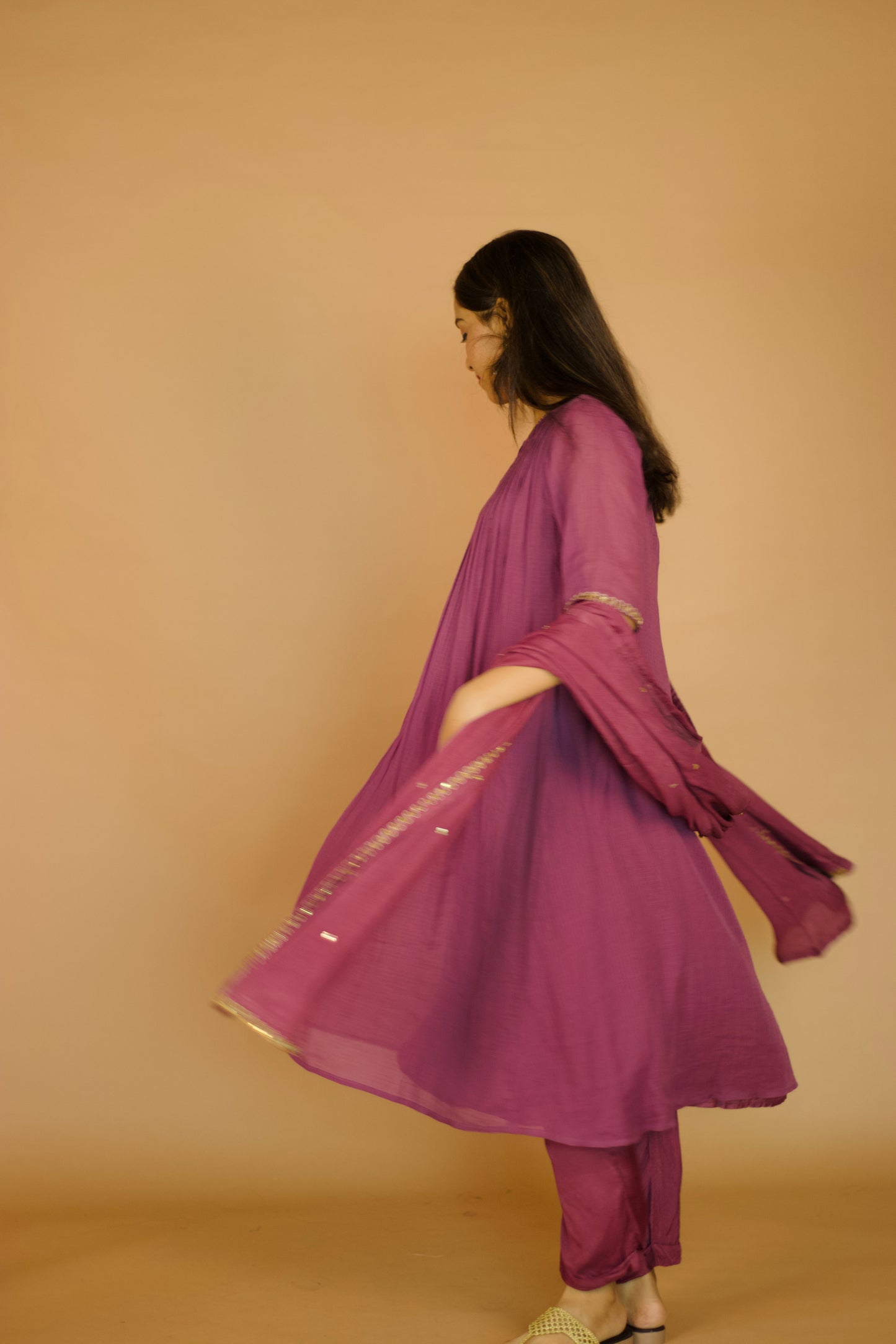 Zardosi Shobhana Kurta-dupatta Set: Mauve