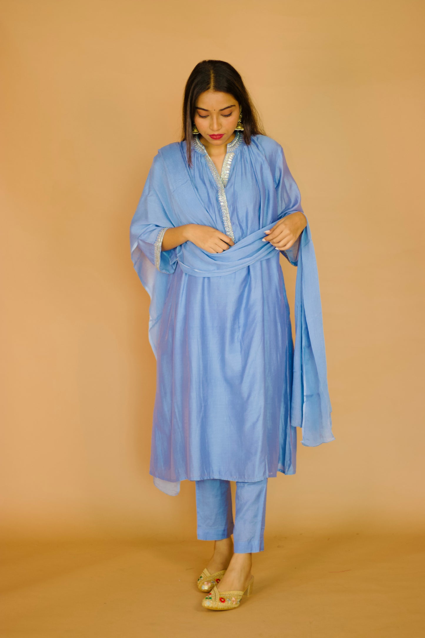 Megha Zardosi Chanderi kurta set with Dupatta