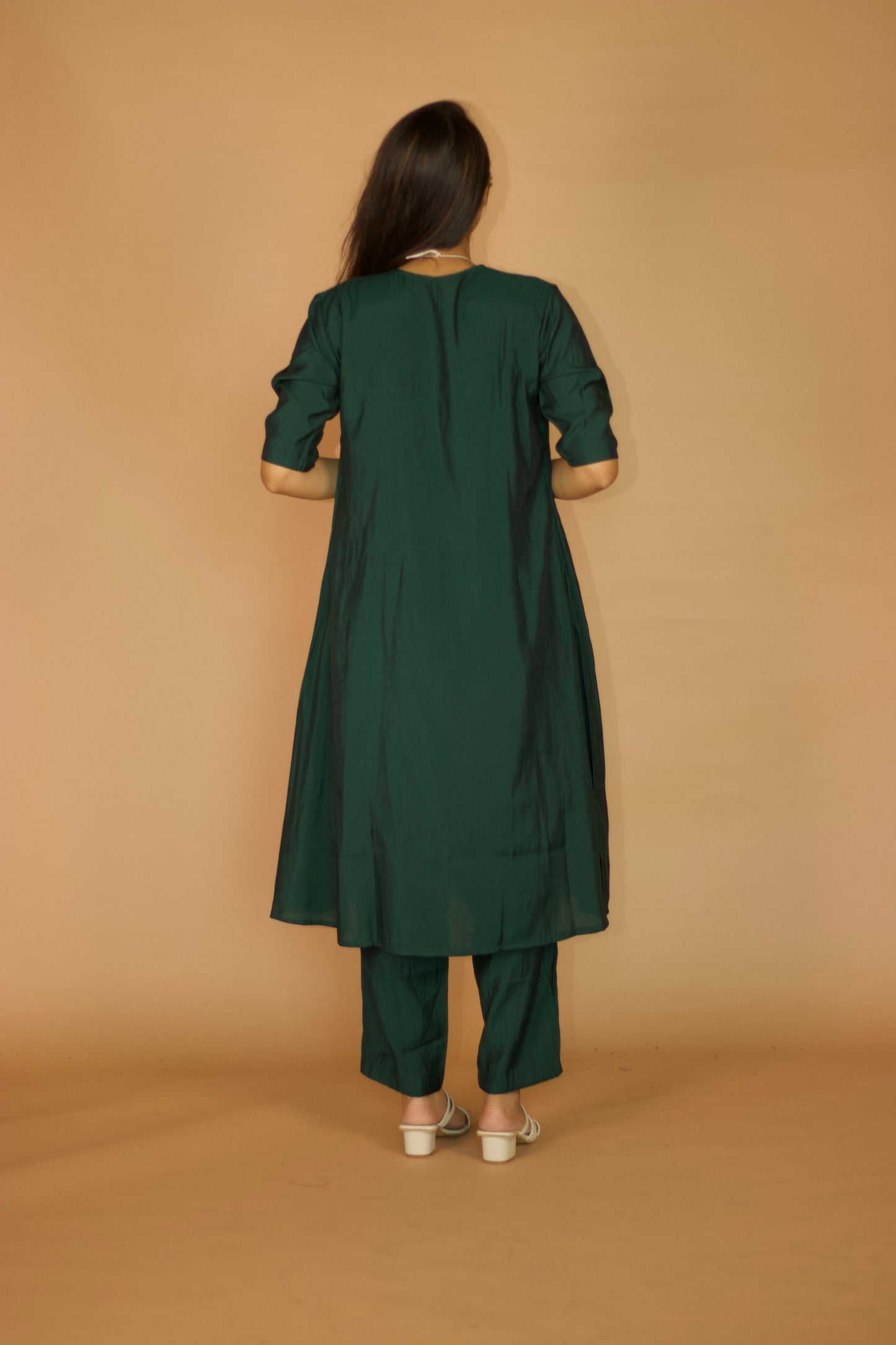 Black Chanderi Pleated kurta Set