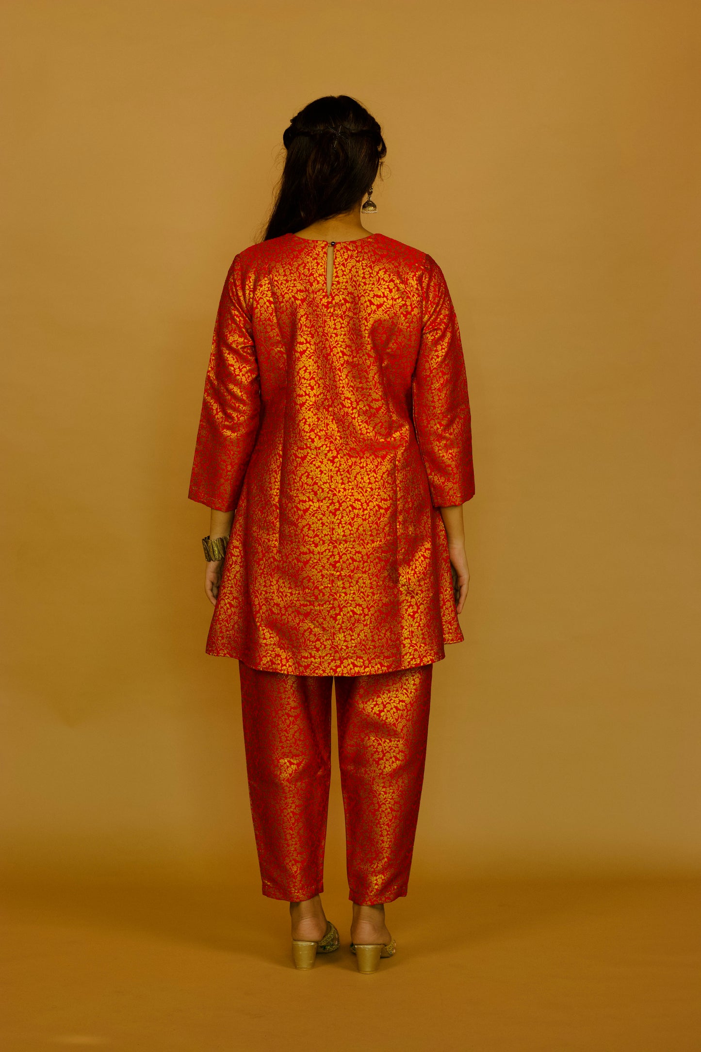 Red Jacquard Bahaar Kurta set