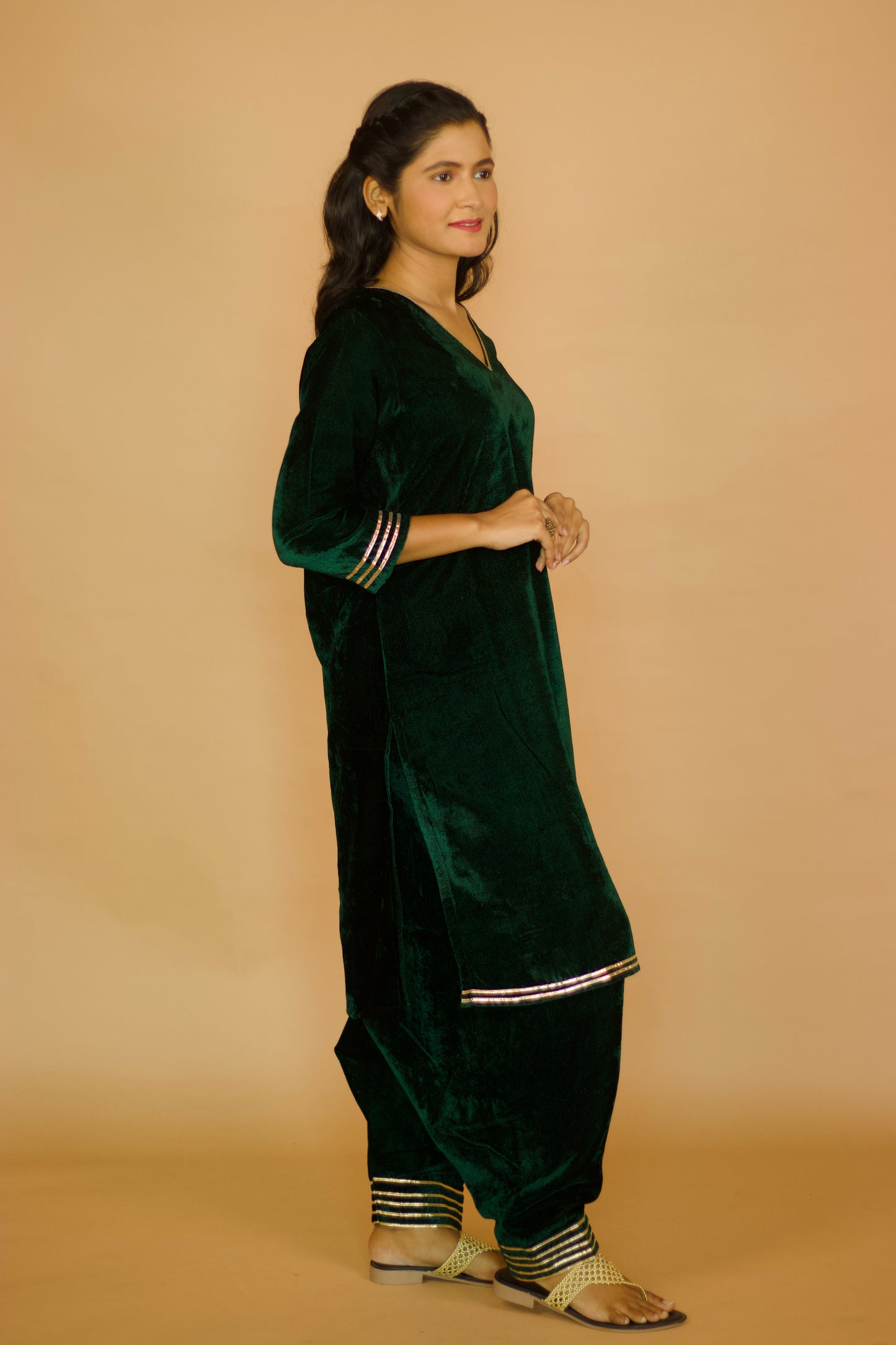 Green Velvet salwar kurta set