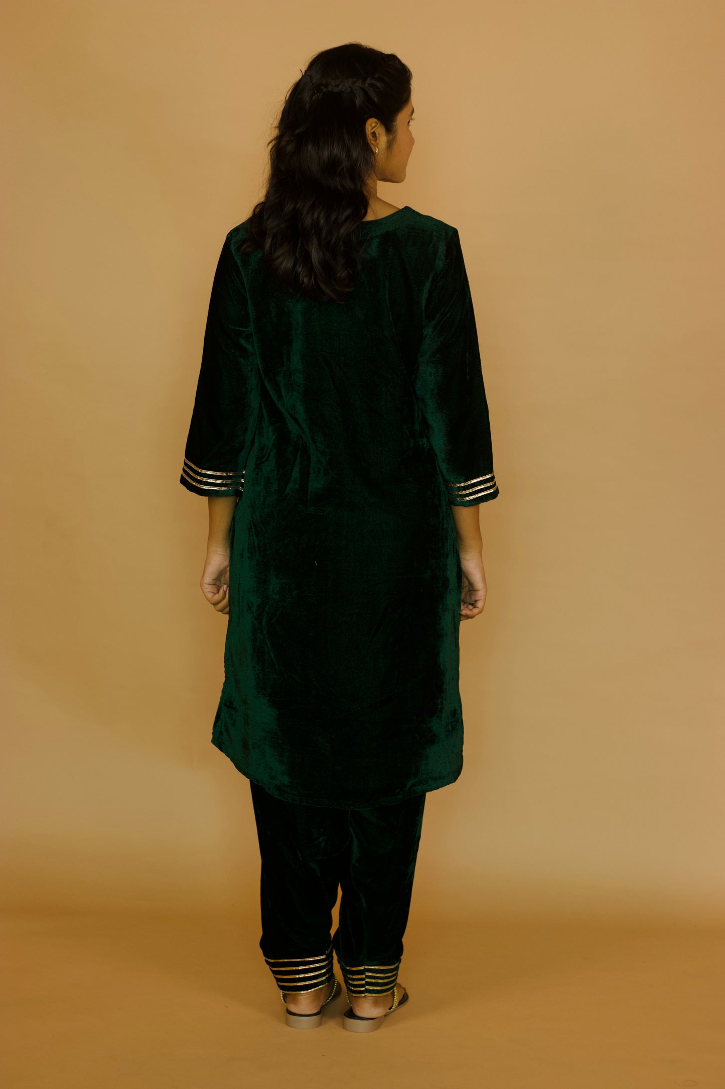 Green Velvet salwar kurta set