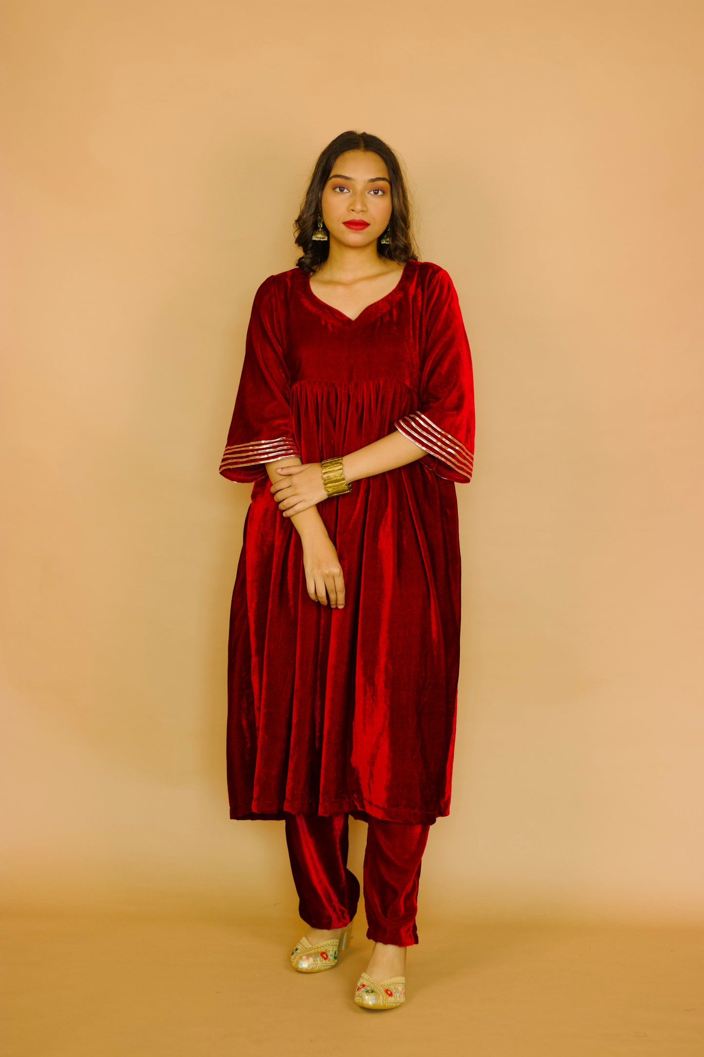 Red Velvet Anarkali set