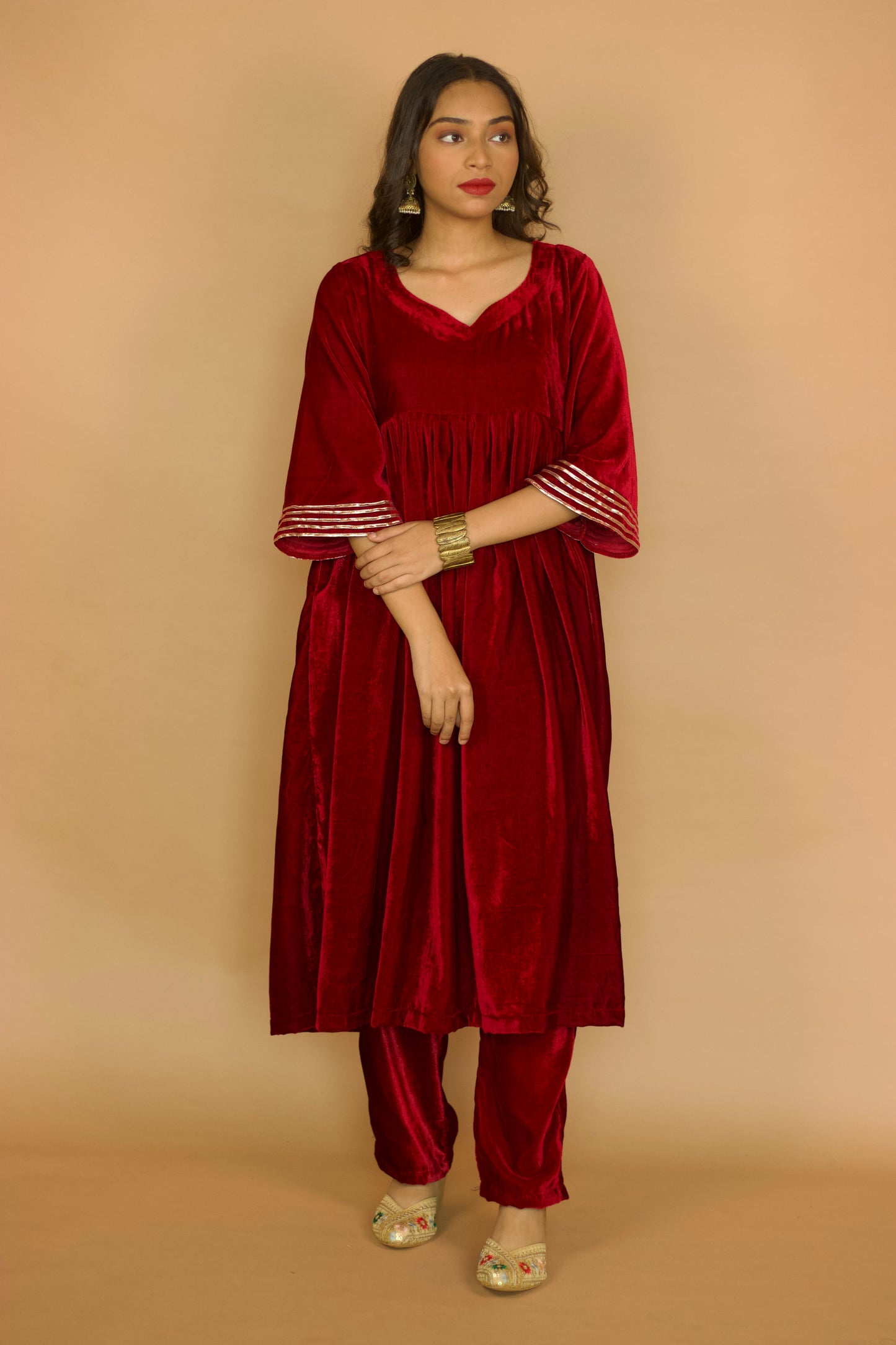 Red Velvet Anarkali set