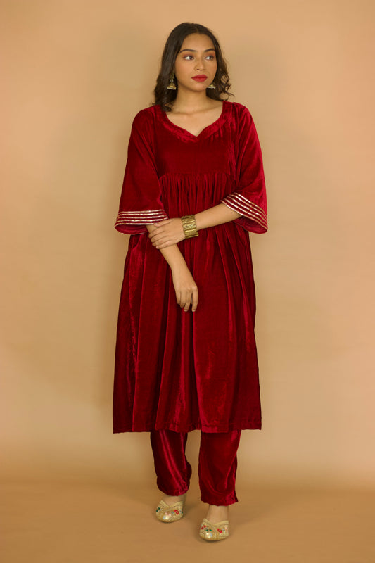 Red Velvet Anarkali set