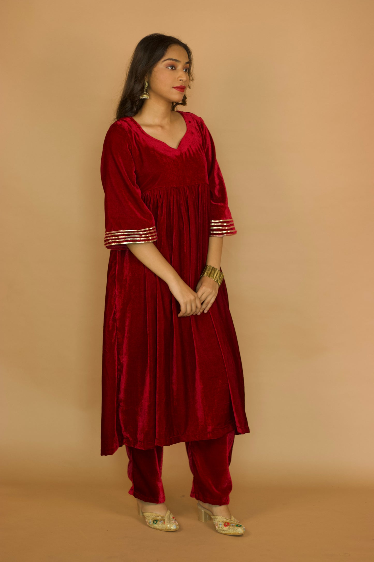 Red Velvet Anarkali set