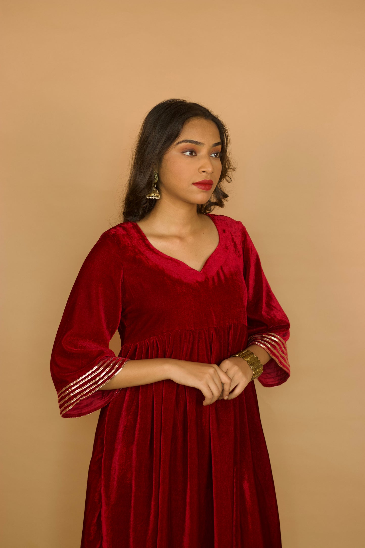 Red Velvet Anarkali set