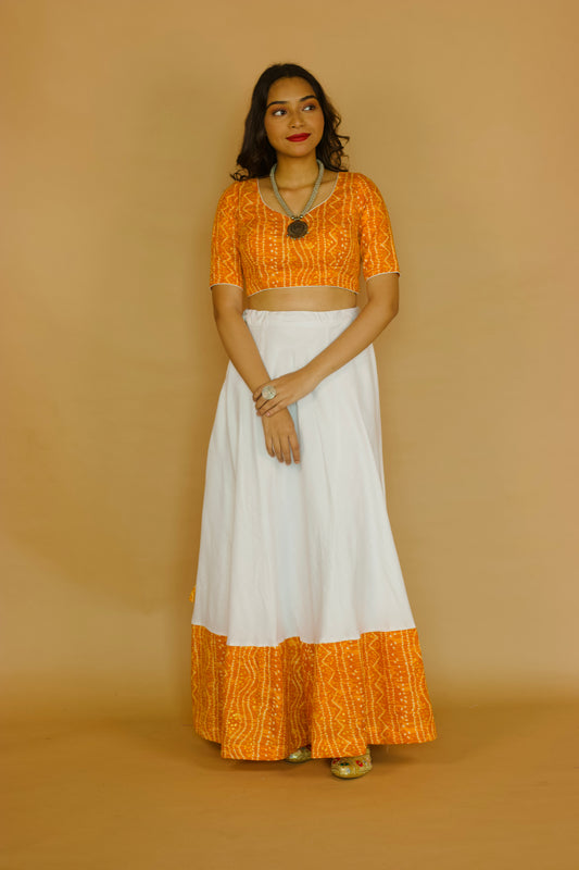 yellow Satrangi Ghaghra Set