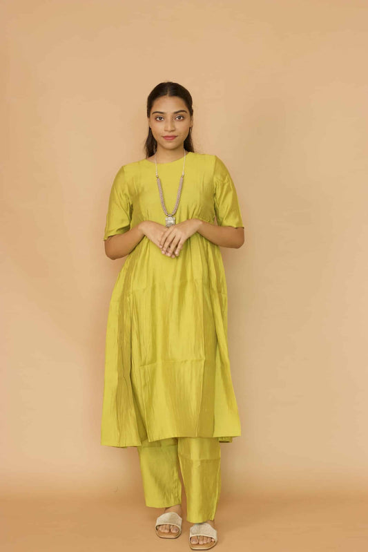 Lime Chanderi Khawab Kurta set