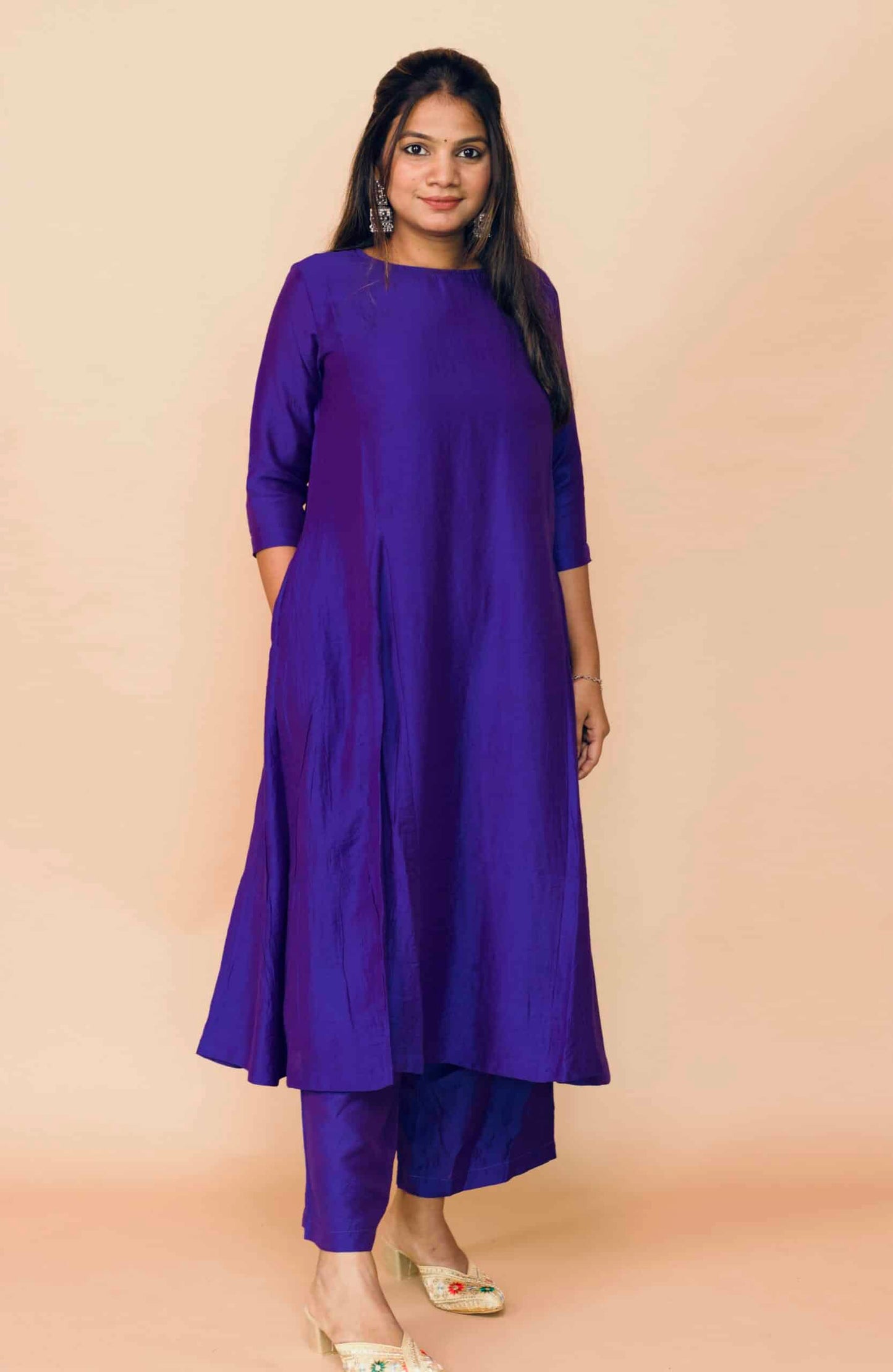 Mauve Chanderi Kali Kurta Set