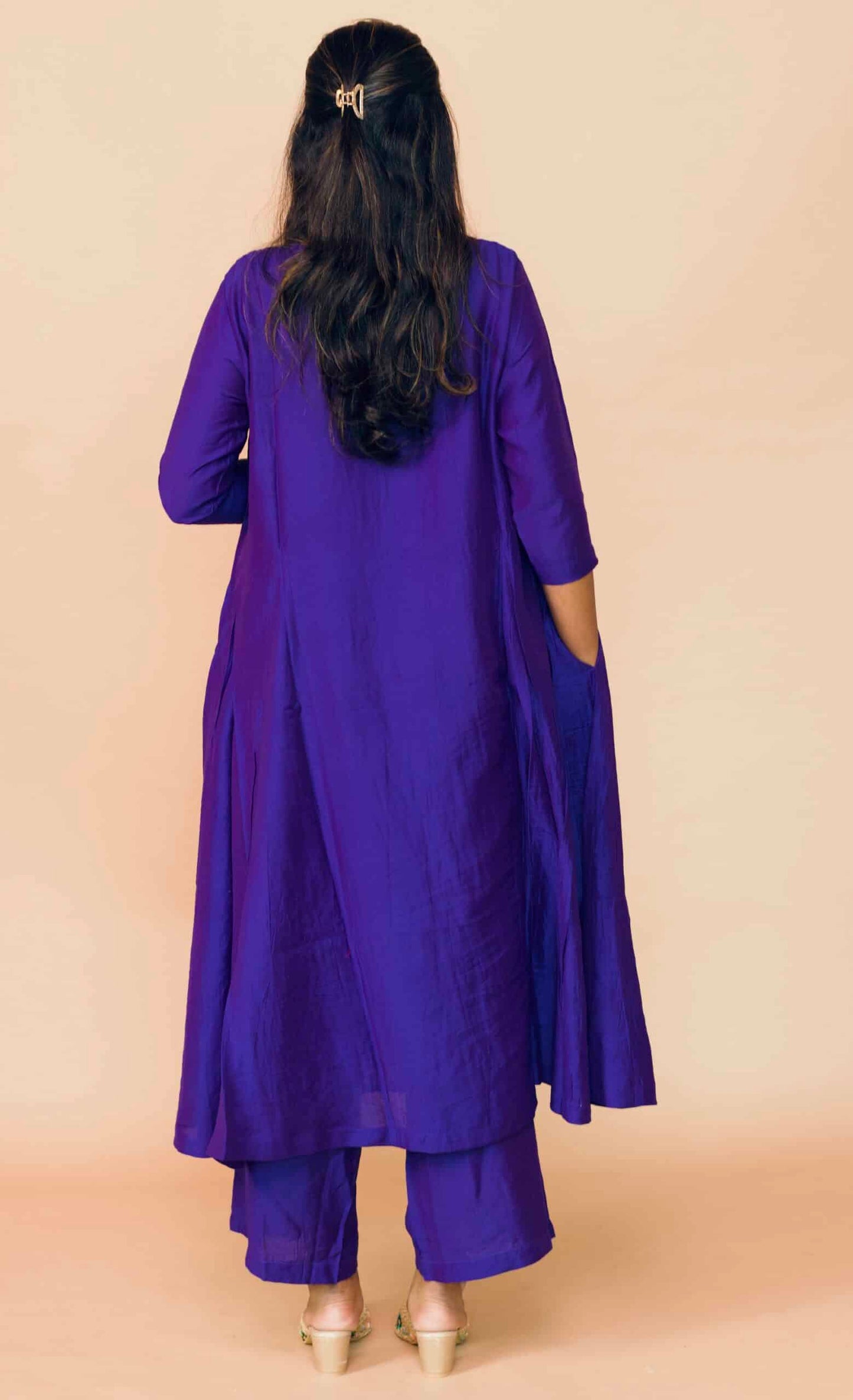 Mauve Chanderi Kali Kurta Set