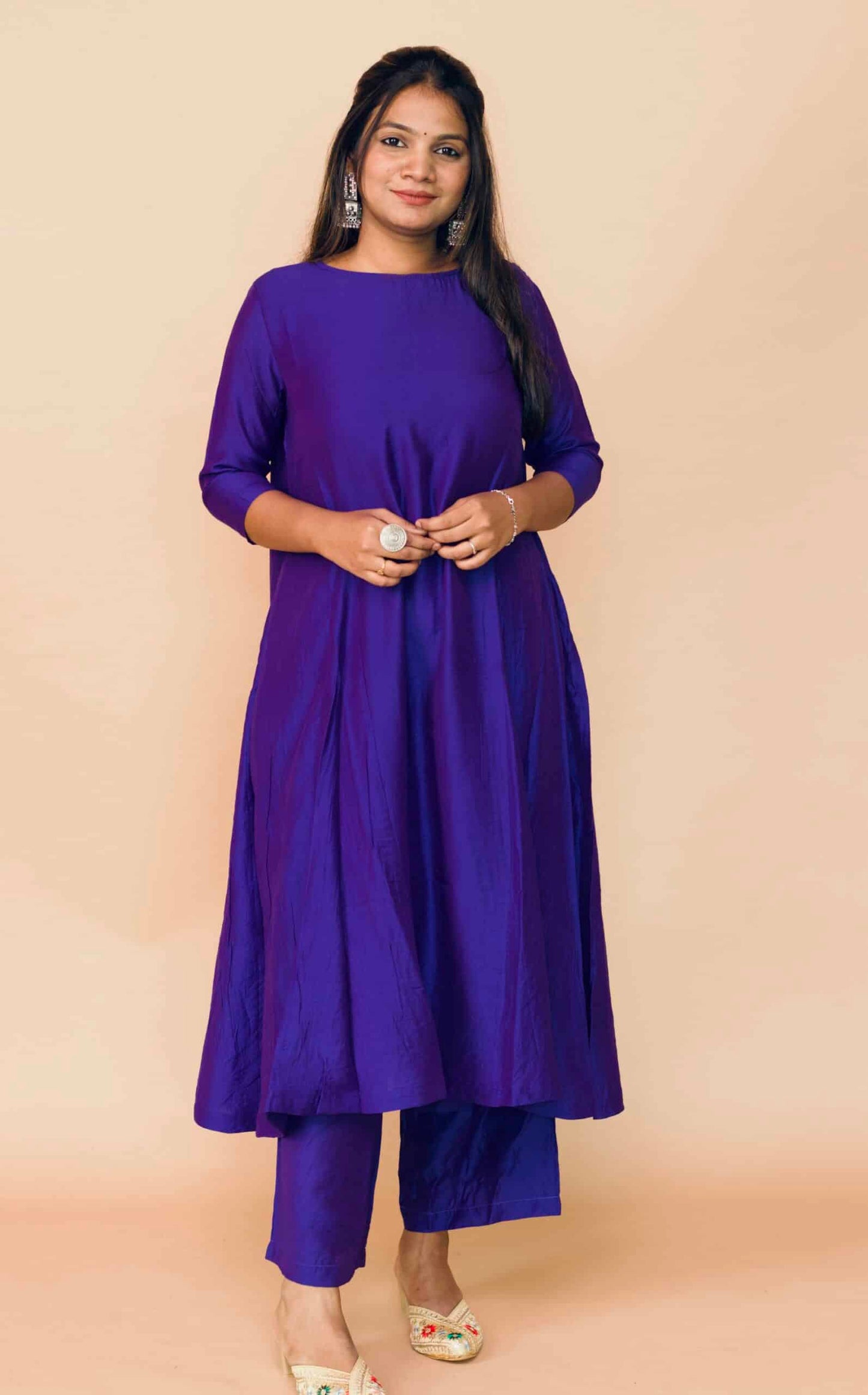 Mauve Chanderi Kali Kurta Set