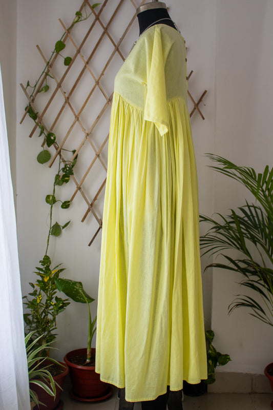 Lime Yellow layered Maxi Dress