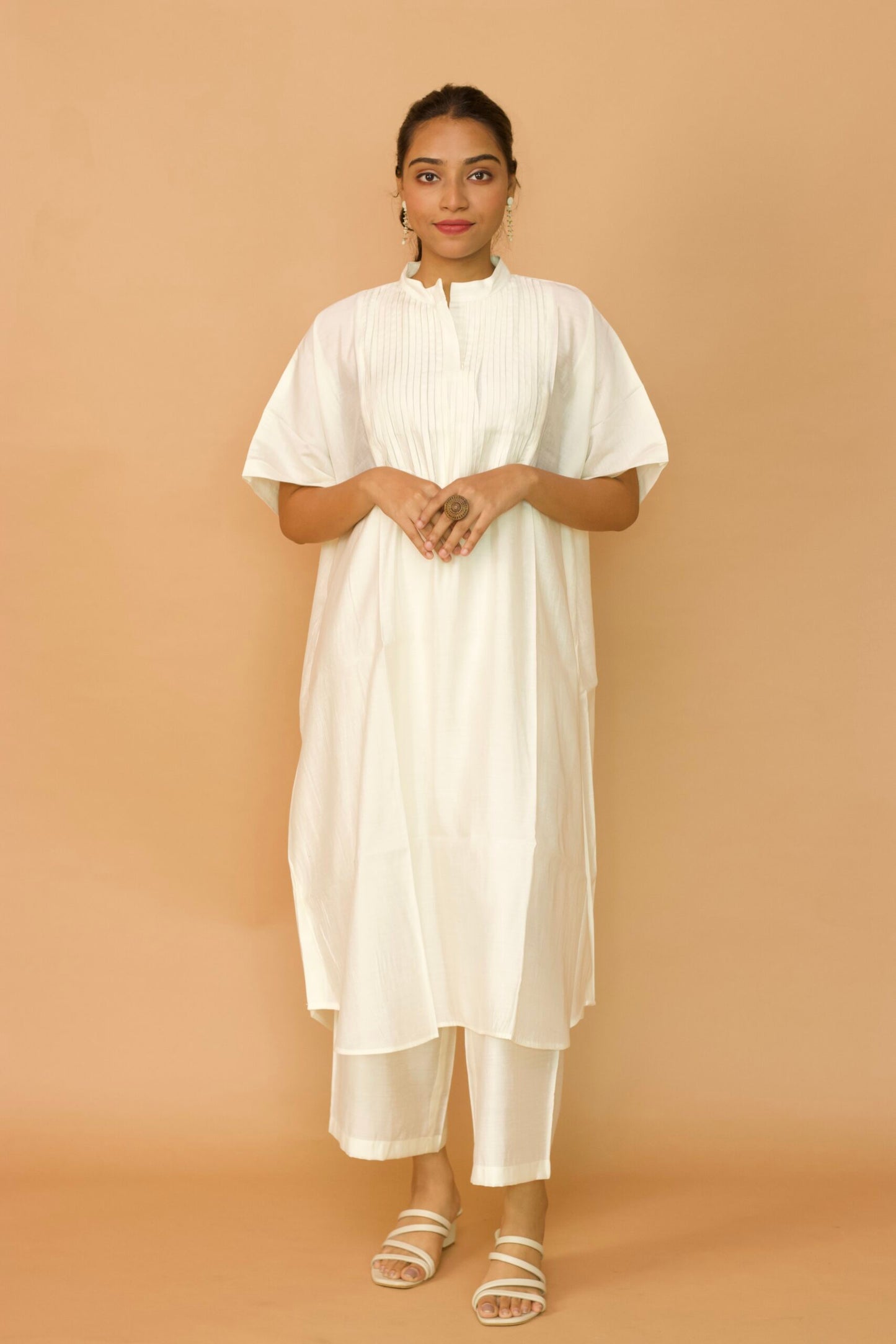 Black Chanderi Kaftan Pleated Kurta set